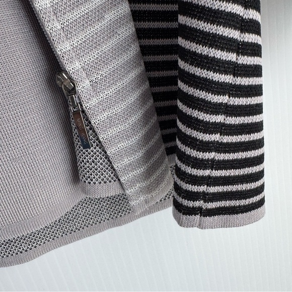 Ming Wang Black and Gray Striped cardigan Sweater w/ matching shell/tank size S - Picture 6 of 13